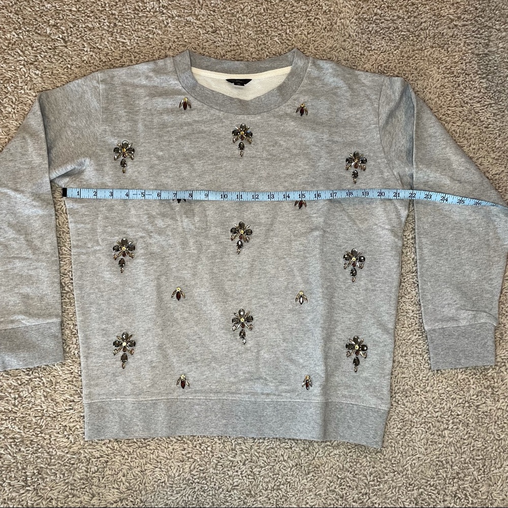 J Crew Embellished Chandelier Sweatshirt Gray Size Medium - Picture 6 of 10